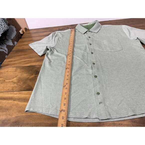 Fabletics Shirt Mens Size Large Green The Dash Short Sleeve Button Up Knit NEW - Picture 6 of 9